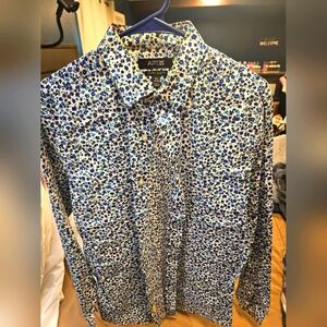 Apt9 slim fit stretch mens dress shirt 15.5 34/35 floral print